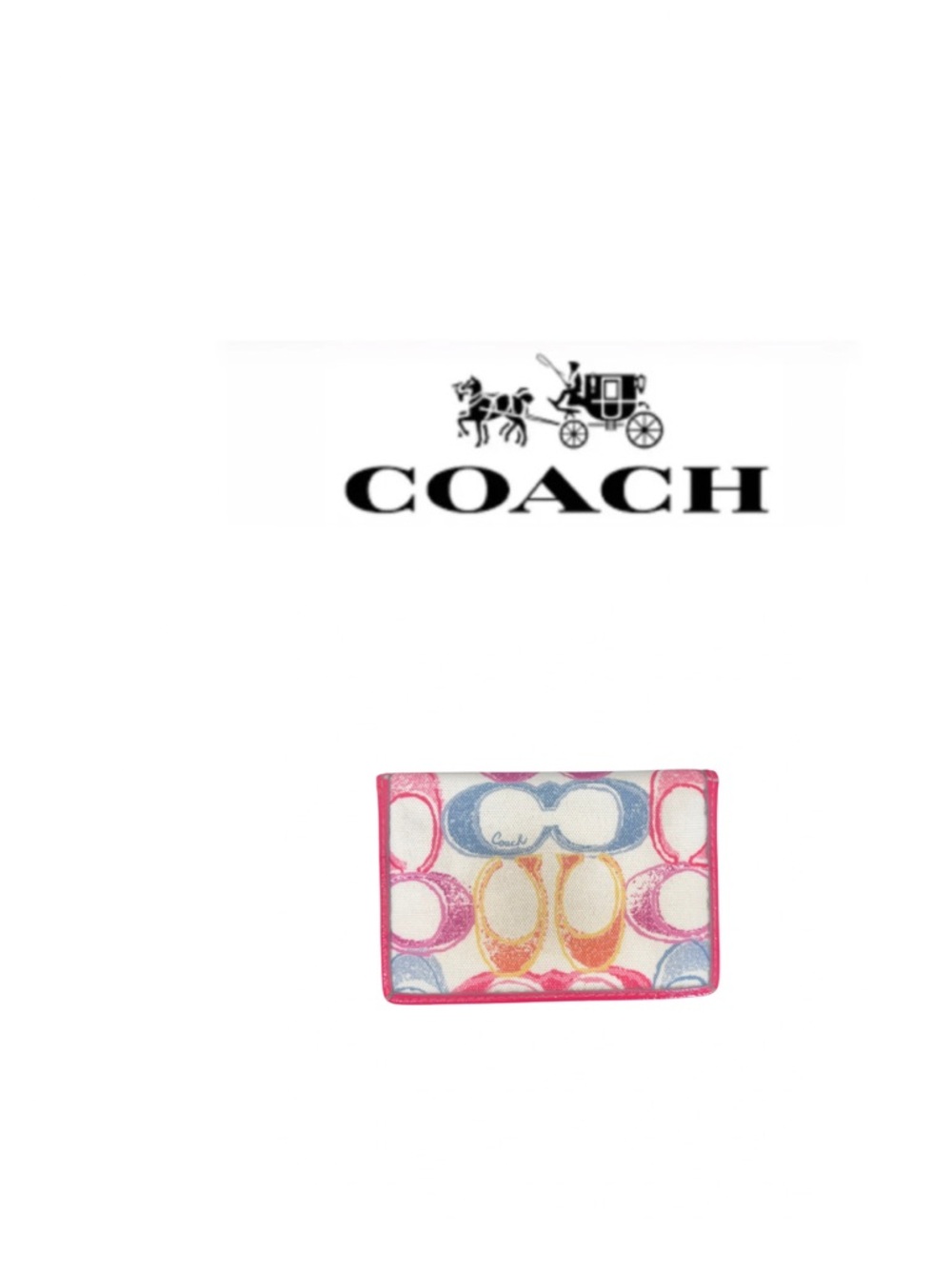 Coach Multicolor Signature Card Case Pink Trim